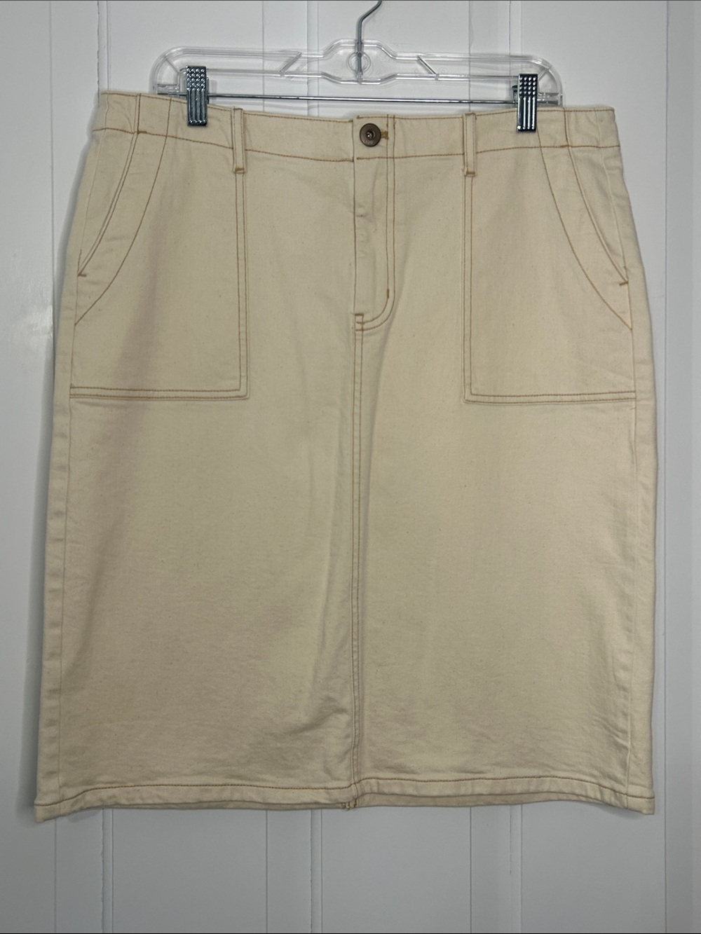 J. Jill 14 stretch cotton denim earthy tone speckled cream norm-core Skirt